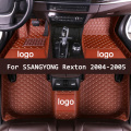 APPDEE leather Car floor mats for SSANGYONG Rexton 2004 2005 Custom auto foot Pads automobile carpet cover