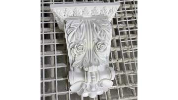 White PU Corbel with Rose and Acanthus Leaf Design