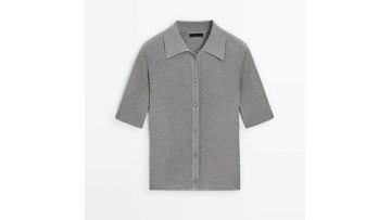Women's minimalist and Gray style slim fit short sleeved knitted cardigan