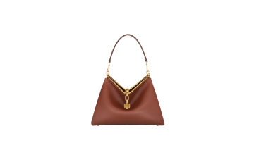 Metal and Leather Harmony Luxe Brown Crossbody Bag