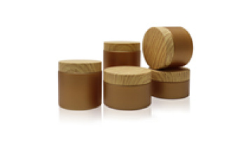 Customizable Pink Frosted Gold PET Cream Jars with Bamboo Lids - Various Sizes (100g-250g)1