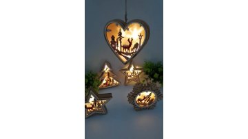 Led Wooden Battery Snow Heart Star Tree Christmas Deer Decoration Hanging Light holiday party night decoration Gift light1