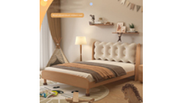 Nordic solid wood children's bed boy's bedroom single beech wood child's log color girl's bed girl's soft bed1