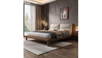 MAXKY light luxury ash wood bed modern minimalist Nordic solid wood bed Italian style bedroom bed for home furniture1