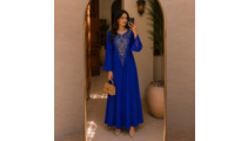 2026 New Fashion Muslim Women Embroidery Rhinestone Abaya Dress Elegant V-Neck Dubai Kaftan Long Robe Party Maxi Gown1