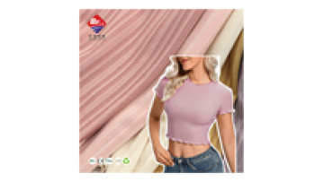OEM Knit Fabric 95% Polyester 5% Spandex Customizable Dyed 8*4 Ribbed Stretch Single Jersey Fabric for Dress Blouse Garment1