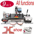 Factory 9 in 1 Combo Heat Press Machine Sublimation Thernal Heat Tranfer Printer For Mug/Cap/T shirt/shoe/bottle/Phone case/Rock