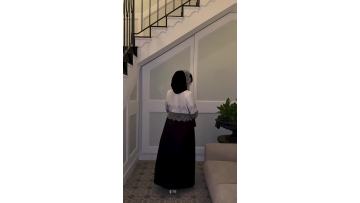 Lace Trim Open Abaya With Scarf (1)