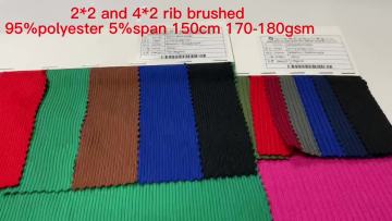 Wholesale custom 95 polyester 5 spandex knit 2*2  rib brushed sweater fabric for tracksuit garment1