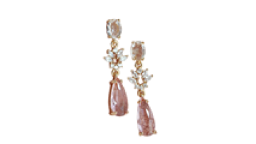 Elegant 925 Silver Pink Water Drop Marquise Crystal Dangling Earrings1