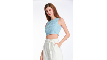Small Round Neck Baby Blue Short Vest