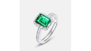 Cluster Emerald Gemstone Ring with Adjustable 925 Sterling Silver - Including Lab-Grown Green Emeralds1