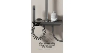 Piano Key 4 Functions Gun Grey Bathroom Shower Set with Digital Display1