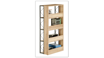 Industrial 5-Tier Open Bookshelf, MDF Board with Steel Frame Storage Shelf for Home Office & Living Room