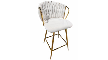 BR-25BC01 Elegant Velvet Bar Chair with Golden Accents for Contemporary Spaces