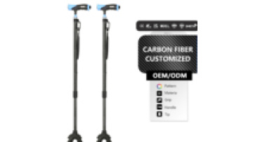 LED Four-Legged Carbon Fiber Telescopic Anti-Slip Medical Crutches Multi-Functional Elderly Assist Walking Cane Anti-Fall Cane1