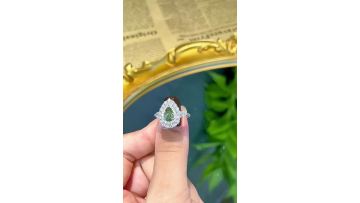 Pear Shape Green Lab Grown Diamond Halo Ring Design