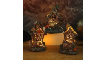 Spooky Glowing Ghost House Decor with Skull and Pumpkin1
