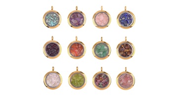 SP1883G- Steel Stainless Living Memory Floating Locket Chamrs Gemstone Pendant Necklace