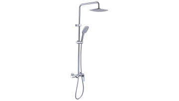 2022 New Bathroom Chrome Rainfall Shower System Contemporary Exposed Shower Faucet System Hot Cold Water Mixer Metered Faucets1