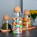 4pcs/set cookie jar glass container Ball cork lead-free glass bottle storage tank glass jars and lids candy coffee jars