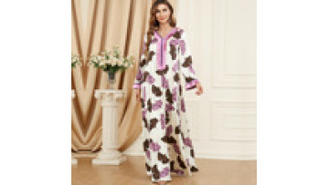 Best Selling Abaya Clothing Monsoon One Piece Wrap Abaya V-neck Long Sleeve Printed Maxi Dress Women Turkey Muslim Dubai Abaya1