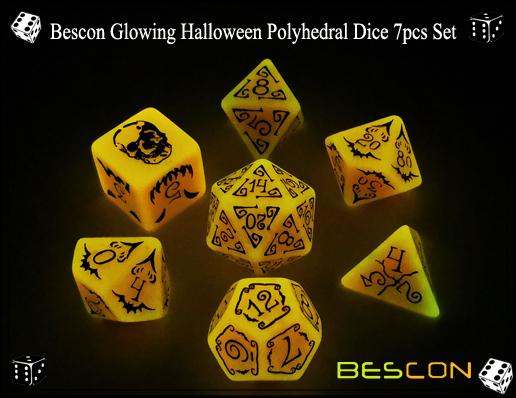 Bescon Glowing Halloween Polyhedral Dice 7pcs Set-5
