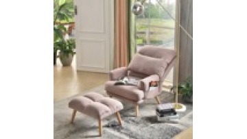 Popular design  modern minimalist simple velvet comfort fabric leisure wooden lounge reclining living room   chair1