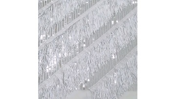 Popular design 100%polyester mesh with fringe sequins embroidery fabric for dress1