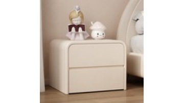 wholesale hotel home modern Simplicity  solid wood Leather furniture  storage bedroom  bedside table with drawer1