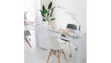 Modern style wholesale Free sample New models  tempering glass wireless charge furniture Beauty salon Manicure Nail table1