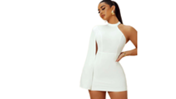 Hot Sale High Fashion Asymmetrical  Neck Slit Sleeve Bodycon Sexy Evening Dress For Woman1