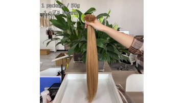 Wholesale Natural Russian Pre Bonded Human Hair Raw Keratin Double Drawn Remy U Tip Nail Hair Extensions1