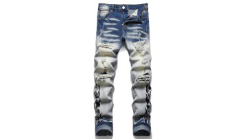 new design ripped denim punk stacked biker skinny man jeans baggy trouser pants jacket for men stylish plus size men's jeans1