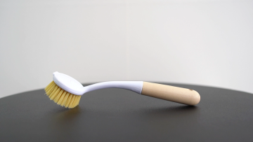 Topwill Kitchen Cleaning Bamboo Natural Round Head Dish Scrub Brush With Wood Handle For Pot Pans Scraper1