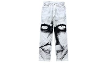 Custom Plus Size Jean Outfits Stacked All White Denim Jeans Print Trouser Men1