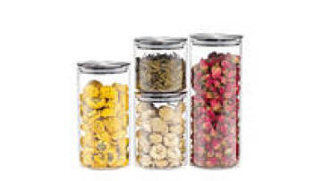Clear Glass Jar Storage Bottles Jars Food Storage Container With Airtight Bamboo Lid1