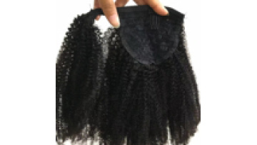 100% Virgin Human Hair Natural Black Kinky Curly Wrap Ponytail1
