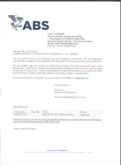 ABS CERTIFICATE