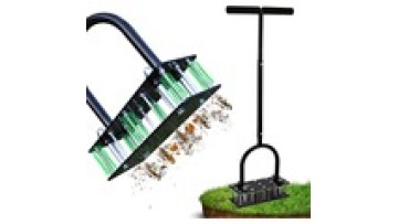 Height Adjustable Long handled Aerator Lawn Tool Automatic Dirt and Leaf Clean Heavy Duty Manual Lawn Aerator 15 Iron Spikes1