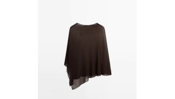 Women's thin perspective asymmetric knitted cape
