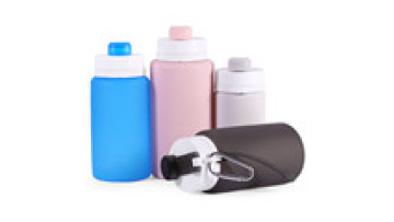 Medical Grade portable silicone retractable Collapsible Folding Water Bottle With a Leakproof Cap1