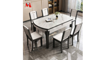 Slate dining table and chairs combination solid wood modern simple light luxury telescopic folding dining table1