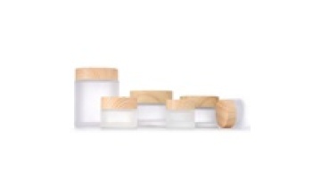 Support customized LOGO 5ml empty bamboo lid amber Clear Frosted face body cream cosmetic glass cream jar1