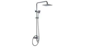 Commercial Chrome Shower System Faucet Set Contemporary Hot Cold Water Mixer Metered Faucets Single Handle with Slide Bar Modern1