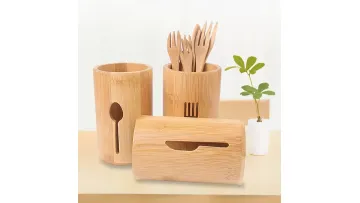 Solid Wood Cutlery Organizer Box Kitchen Spoon Chopsticks Storage Holder1