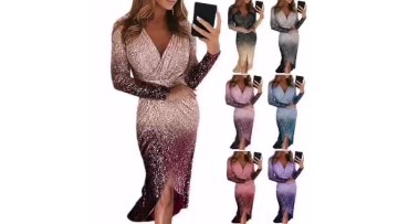 2020 Hot Style european style tie dye sequin dress evening dresses china ombre sequin multi layer skater dress1