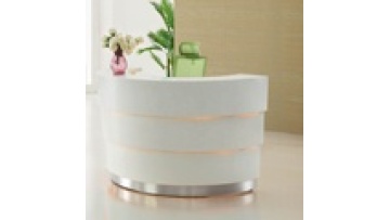 Customize Beauty Table Modern Unique Style Commercial Baking Paint Office White MDF Glossy  Bank Hotel Mall Salon Reception Desk1