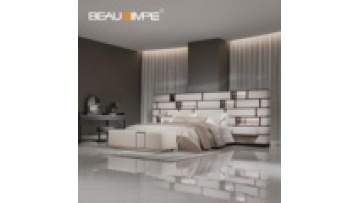 Emotion Italian Luxury King Bed with Widescreen Modern Design Home Villas Bedroom Furniture Frosted Cowhide Wooden Frame Bed1