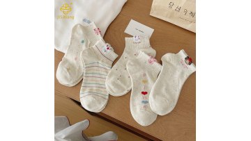 Korean version cartoon bunny short socks with heart-shaped ideas, gauze boat socks
